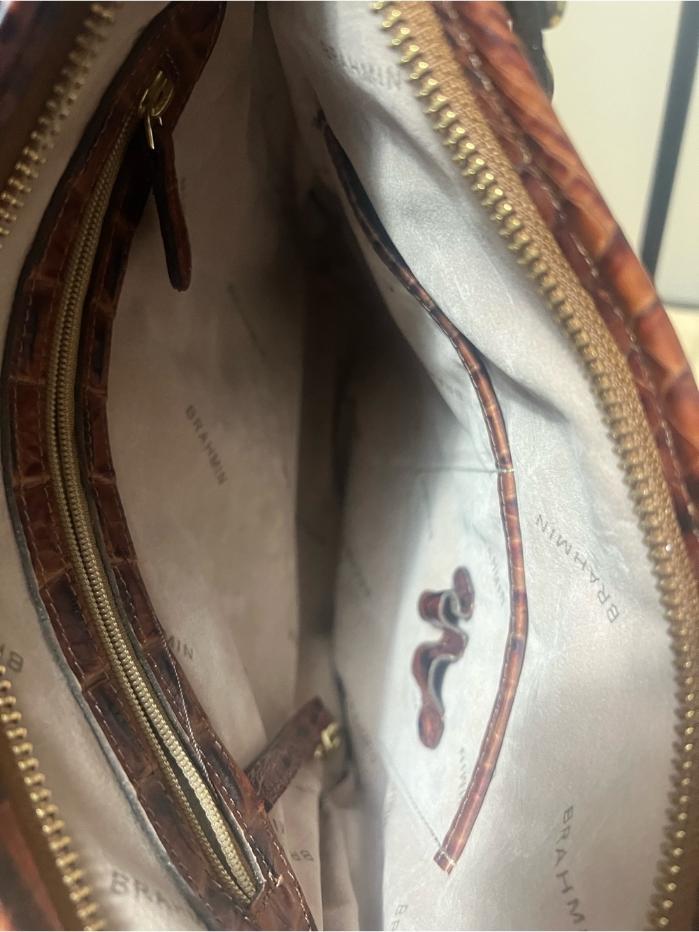 Brahmin Katie Pecan Melbourne Croc-Embossed Leather Crossbody Bag - Picture 13 of 13